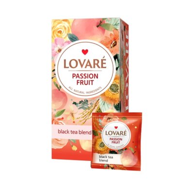 Чай чорний, фруктово-квітковий Lovare «Пристрасний фрукт» 24 пакети 76036 фото