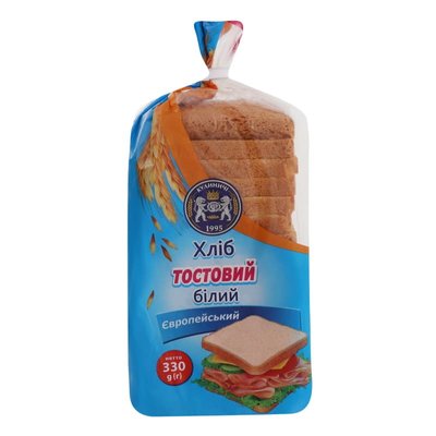 Хлеб Кулиничи Европейский тостовый, белый 330 г 01491 фото