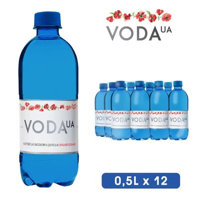 Вода VodaUA сильногазированная 0.5 л, 12 шт/упаковка 00361 фото