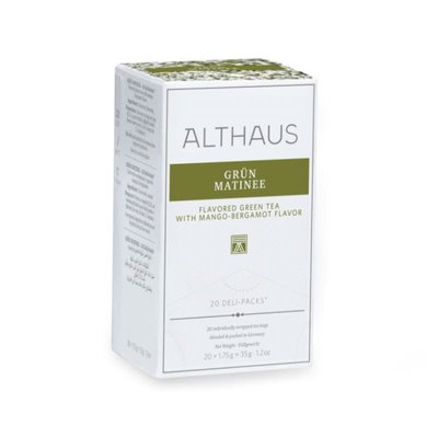 Чай зеленый Althaus Grün Matinee с добавками 20 пакетов 44824 фото