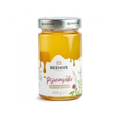 Мед натуральний Beehive різнотрав'я у скляній банці 400 г 60050 фото