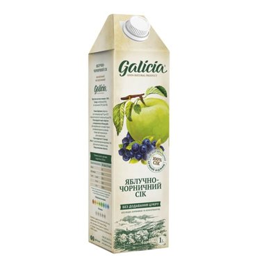 Сок Galicia Яблочно-черничный натуральный, прямого отжима 1 л 60190 фото