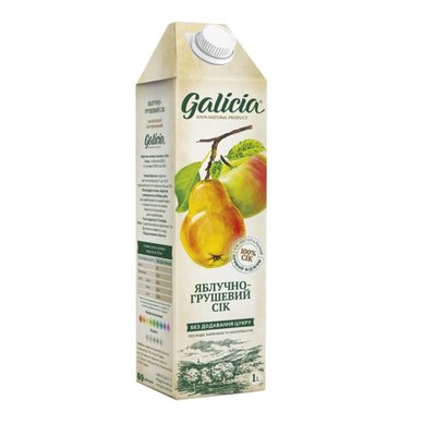 Сок Galicia Яблочно-грушевый натуральный, прямого отжима 1 л 60398 фото