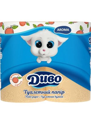 Туалетний папір Диво Aroma з ароматом персика, 2 шари, 4 рул/упаковка 36026 фото