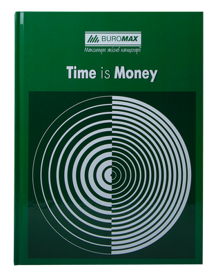 Книга канцелярская TIME IS MONEY, А4, 96 л., клетка, офсет, твердая ламинированная обложка, зеленая BM.2400-104 фото