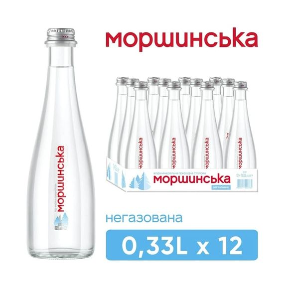Вода Моршинська Premium 0,33 л без газу у скляній пляшці, упаковка 12 пляшок 00581 фото