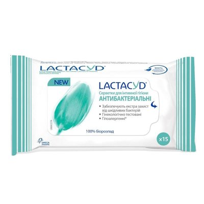 Серветки для інтимної гігієни Lactacyd Антибактеріальні, 15 шт. 45632 фото