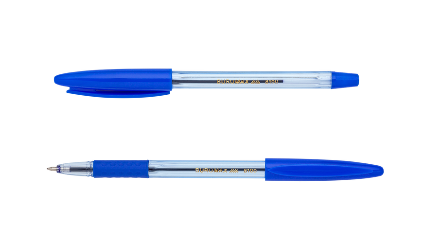 Ручка кулькова, синя (з гум. грипом) BM.8100-01 фото