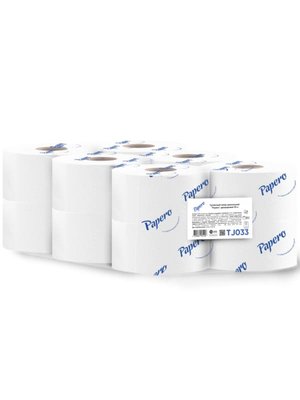 Туалетная бумага Papero Jumbo двухслойная, D-18 см, 60 м, упаковка 12 шт TJ036 фото