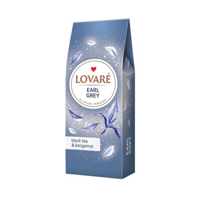 Чай чорний цейлонський Lovare листовий з натуральним маслом бергамоту Earl Grey 80 г 01823 фото