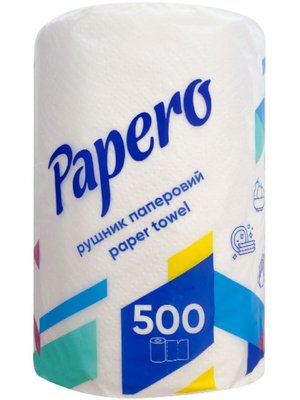 Паперовий рушник Papero на гільзі, 2 шари, 500 шт, 1 рул/упаковка RL074 фото