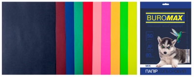 Набор цветной бумаги DARK+NEON, 10 цв., 50 л., А4, 80 г/м² BM.2721050-99 фото