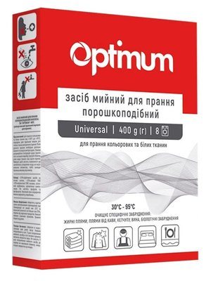 OPTIMUM Universal засіб мийний для прання порошкоподібний 400г к/к (14шт/ящ) 25484332 фото