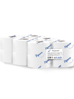 Туалетний папір Papero Jumbo, 2 шари, 75 м, 12 рул/упаковка TJ035 фото