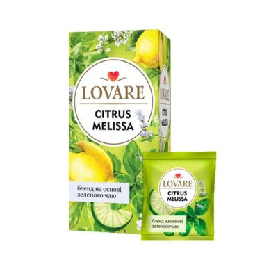 Чай зелений та трав'яний Lovare Citrus Melissa 24 пакети 76845 фото