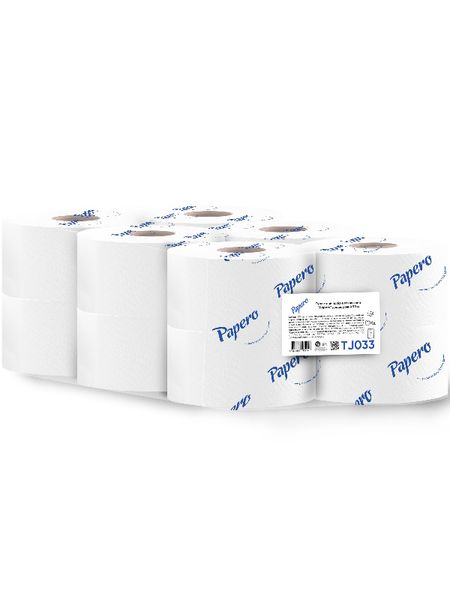 Туалетная бумага Papero Jumbo 2 слоя, диам.19 см, 90 м, 12 рул/упаковка TJ033 фото