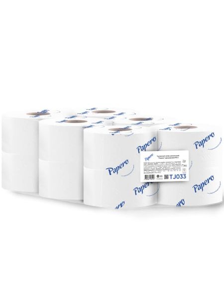 Папір туалетний Papero Jumbo двошаровий, D-19, 90 м, упаковка 12 шт TJ033 фото