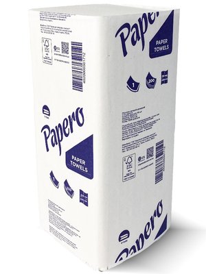 Паперові рушники Papero V-складання, 1 шар, 200 шт, 210х220 мм, 20 шт/упаковка RV039 фото