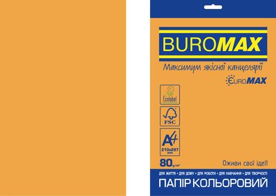 Папір кольоровий Euromax 80г/м2, NEON, помаранчевий, 20арк. BM.2721520E-11 фото