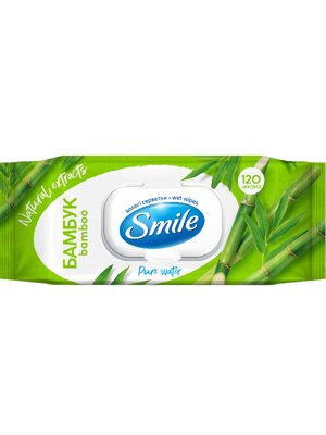 Влажные салфетки Smile Daily Бамбук, с клапаном, 120 шт/упаковка (9 шт/ящ) 42650 фото