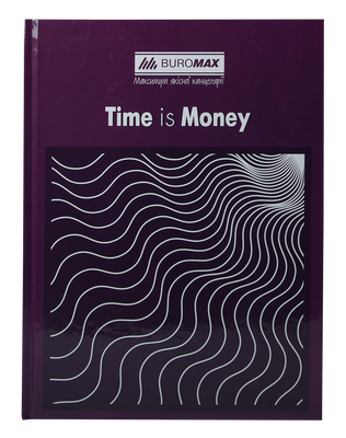 Книга канцелярская TIME IS MONEY, А4, 96 л., клетка, офсет, твердая ламинированная обложка, фиолетовая BM.2400-107 фото