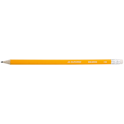 Олівець графітовий HB, жовтий, з гумкою BM.8500 фото