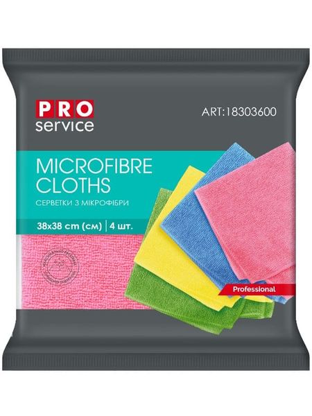 Серветки з мікрофібри «PRO service» Professional мікс кольорів, 4 шт, 38х38 см 18303600 фото