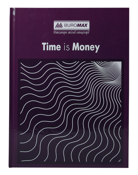 Книга канцелярская TIME IS MONEY, А4, 96 л., клетка, офсет, твердая ламинированная обложка, фиолетовая BM.2400-107 фото