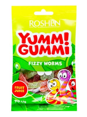 Желейні цукерки Roshen Yummy Gummy Fizzy Worms 70 г 36387 фото