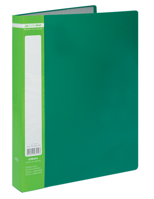 Папка пластиковая с 40 файлами, JOBMAX, А4, зеленая BM.3616-04 фото