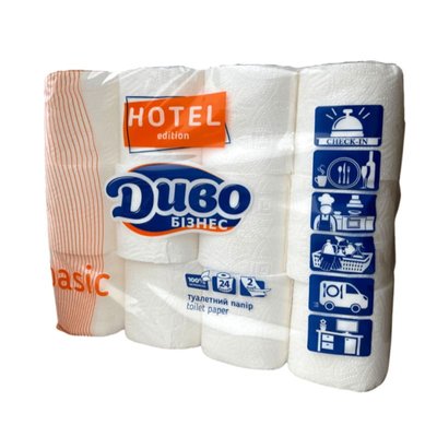 Туалетний папір Диво Бізнес Basic Hotel Edition, 2 шари, 24 рул/упаковка 37788 фото