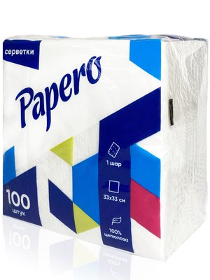 Серветки паперові Papero, 1 шар, 100 шт,330х330 мм NL017 фото