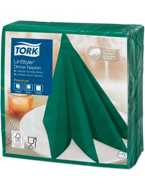 Серветки Tork LinStyle 1 шар, 50 шт, 39х39 см, темно-зелені 478847 фото