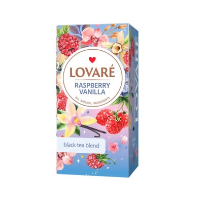 Чай чорний ароматизований Lovare Raspberry vanilla 24 пакети 72724 фото