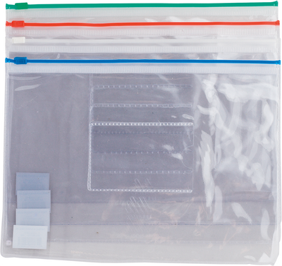 Папка - конверт на молнии zip-lock, А5, глянцевый прозрачный пластик, цветная, ассорти BM.3947-99 фото