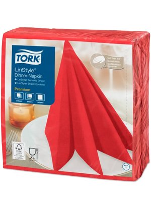 Серветки Tork LinStyle 1 шар, 50 шт, 39х39 см, червоні 478854 фото