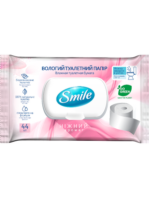 Smile вологий туалетний папір для дорослих "Sensitive" з клапаном, шоу-бокс, 44 шт/уп (18 уп/ящ) 36895 фото