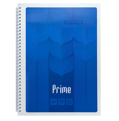 Зошит на пружині PRIME А4, 96л., клітка, в картонній обкладинці, синій BM.24451101-02 фото