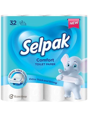 Туалетная бумага Selpak Pro Comfort целюлозная, 2 слоя, 32 рул/упаковка (3шт/ящ) 74471 фото