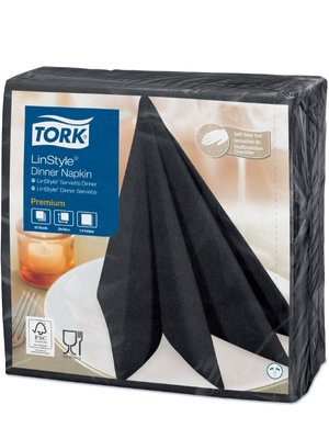 Серветки Tork LinStyle 1 шар, 50 шт, 39х39 см, чорні 478726 фото