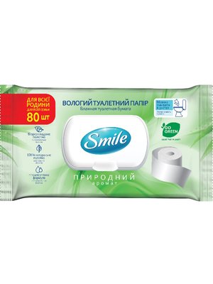 Вологий туалетний папір Smile Family для дорослих, з клапаном, 80 шт/упаковка (10 уп/ящ) 42278 фото