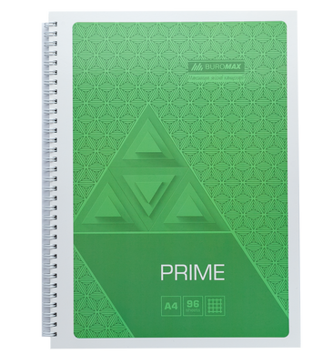 Зошит на пружині PRIME А4, 96л., клітка, в картонній обкладинці, салатовий BM.24451101-15 фото