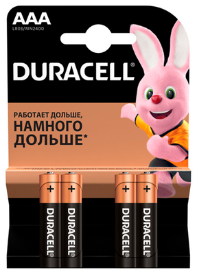 Елемент живлення (батарейка) DURACELL LR3 (AAA), 4шт/упак s.52543 фото