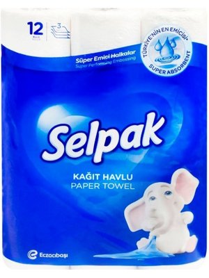 Бумажное полотенце Selpak Pro, 3 слоя, 12 рул/упаковка (4 уп/ящ) 15050 фото