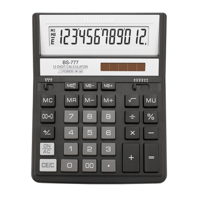 Калькулятор Brilliant BS-777ВК, 12 разрядов, черный BS-777BK фото