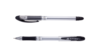 Ручка масляная MaxOFFICE, 0,7 мм, рез. грип, пласт. корпус, черные чернила BM.8352-02 фото