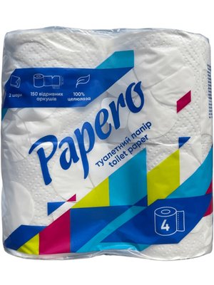 Туалетная бумага Papero 2 слоя, 18.75 отрывов, 4 рул/упаковка ТР055 фото
