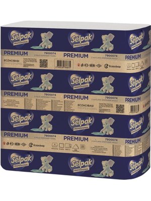 Бумажное полотенце Selpak Prо Premium Z-сложения, целюлозное, 2 слоя, 200 шт (20шт/ящ) 86875 фото