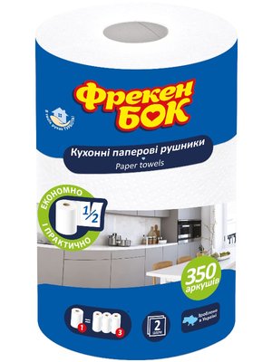 Кухонные бумажные полотенца Фрекен Бок, 2 слоя, 350 шт, 1 рул/упаковка (6 шт/ящ) 59412 фото