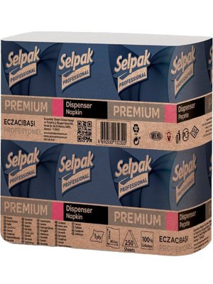 Салфетки Selpak Pro Premium для диспенсера, 250 шт/упаковка (18 уп/ящ) 32320 фото
